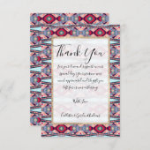 Artsy Blue roze rood standaard Aztec gekleurd patr Bedankkaart (Voorkant / Achterkant)