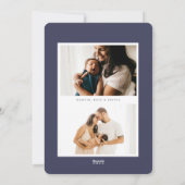 Artsy Blue Sketched Foliage Lijst Foto Feestdagenkaart (Achterkant)