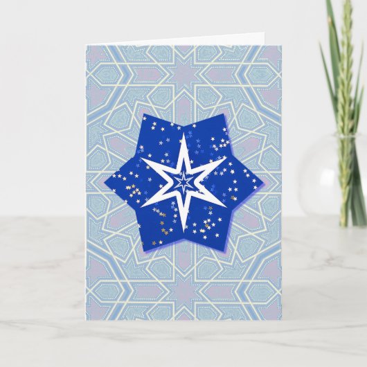 Artsy Blue Star Holiday Card Kaart (Voorkant)