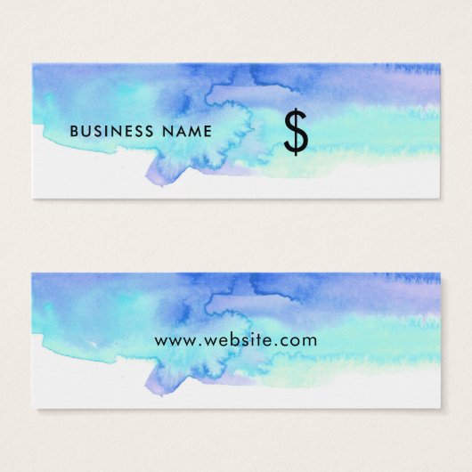 Artsy Blue Waterverf Splash White Price Label Mini Visitekaartjes (Voorkant /achterkant)
