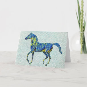Artsy Blues on Blue  Horse Art Note Kaart