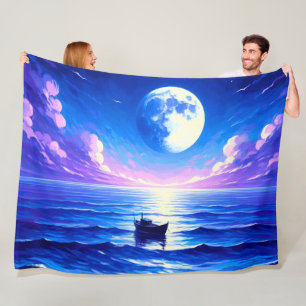 Artsy Boat Scene Fleece Deken
