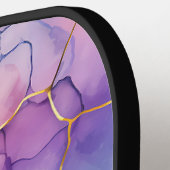 Artsy Bord Regenboog Alcohol en Inkt Monogrammed Pickleball Paddle (Links Detail)