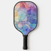 Artsy Bord Regenboog Alcohol en Inkt Monogrammed Pickleball Paddle (Achterkant)
