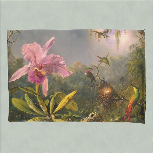 Artsy Brazilian Cattelya Orchid en 3 kolibries Kussensloop