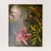 Artsy Brazilian Cattelya Orchid en 3 kolibries Legpuzzel (Verticaal)