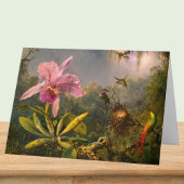 Artsy Brazilian Cattelya Orchid en 3 kolibries Notitiekaartje