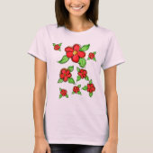 Artsy Bright Red Flower Accent T-shirt (Voorkant)