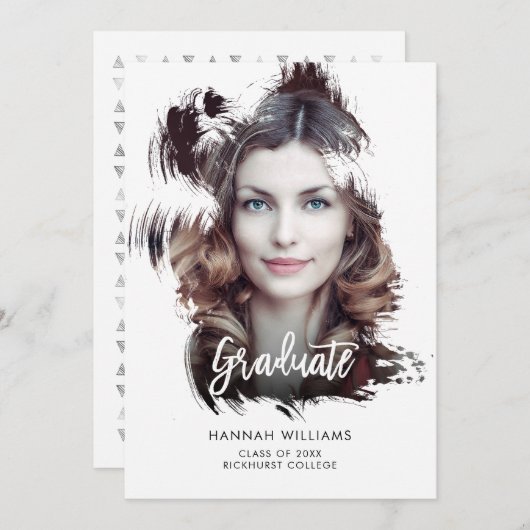 Artsy Brush Stroke Overlay Graduparty nodigt uit Kaart (Voorkant / Achterkant)