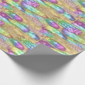 Artsy Brush Strokes Unicorn Rainbow Faux Glitter Cadeaupapier (Hoek)