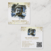 *~* Artsy Buddha QR AP33 QR Logo Blauw Vierkante Visitekaartje (Voorkant / Achterkant)