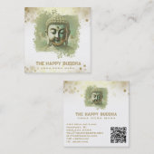 *~* Artsy Buddha QR AP33 QR Logo Groen Vierkante Visitekaartje (Voorkant / Achterkant)
