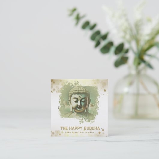 *~* Artsy Buddha QR AP33 QR Logo Groen Vierkante Visitekaartje (Staand voorkant)