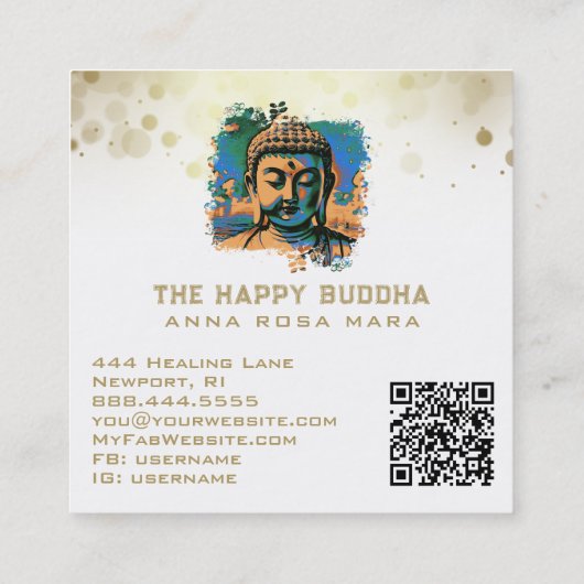 *~* Artsy Buddha QR AP33 QR Logo Pop Kunst Vierkante Visitekaartje (Achterkant)