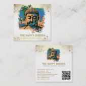 *~* Artsy Buddha QR AP33 QR Logo Pop Kunst Vierkante Visitekaartje (Voorkant / Achterkant)