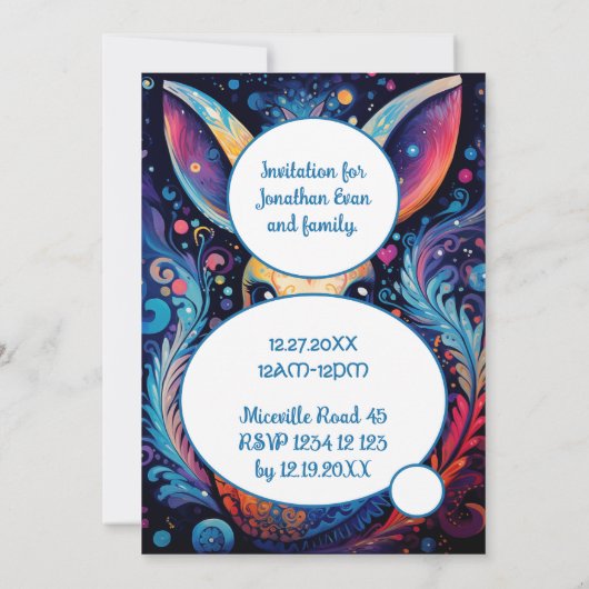 Artsy Bunny Kleurrijk Kaart (Achterkant)