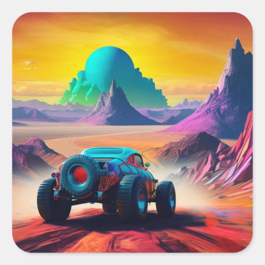 Artsy Car Vierkante Sticker (Voorkant)