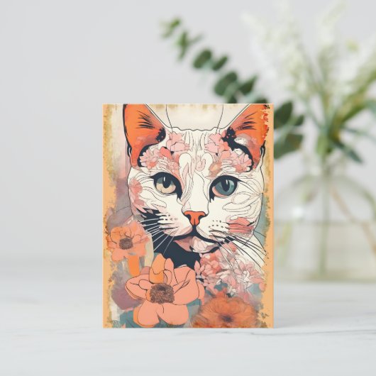 Artsy Cat Briefkaart (Staand voorkant)