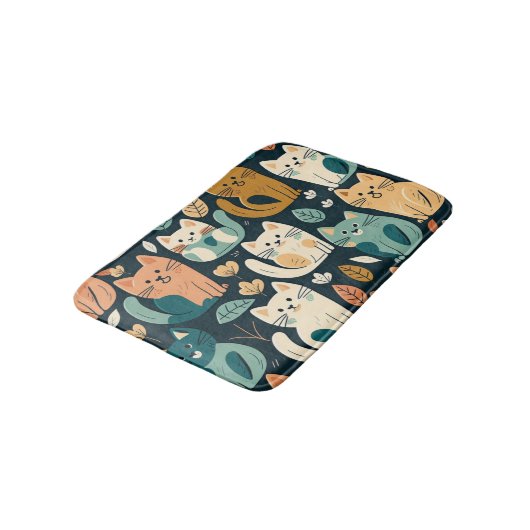 Artsy Cat Pattern Cute Badmat (Gekanteld)