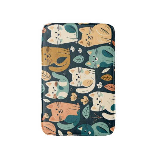 Artsy Cat Pattern Cute Badmat (Voorkant Verticaal)
