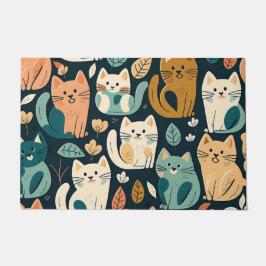 Artsy Cat Pattern Cute Deurmat