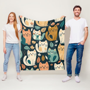 Artsy Cat Pattern Cute Fleece Deken