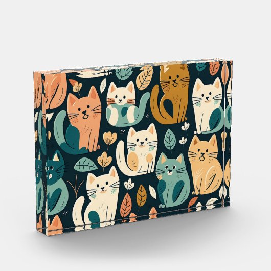 Artsy Cat Pattern Cute Fotoblokken (Links)