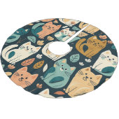 Artsy Cat Pattern Cute Kerstboom Rok (Gekanteld)
