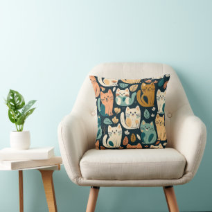 Artsy Cat Pattern Cute Kussen