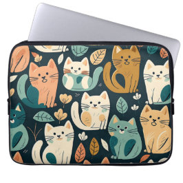 Artsy Cat Pattern Cute Laptop Sleeve