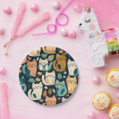 Artsy Cat Pattern Cute Papieren Bordje (Feest)