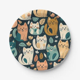 Artsy Cat Pattern Cute Papieren Bordje