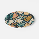 Artsy Cat Pattern Cute Papieren Bordje (Gekanteld)
