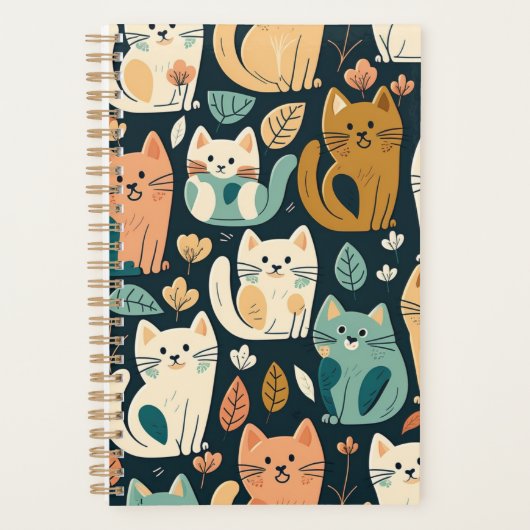 Artsy Cat Pattern Cute Planner (Voorkant)