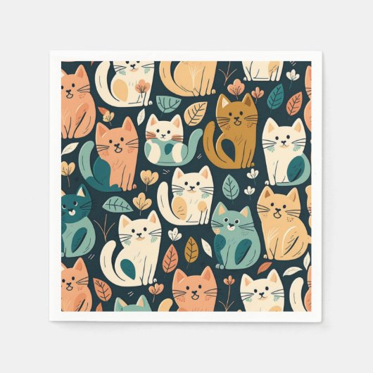 Artsy Cat Pattern Cute Servet (Voorkant)