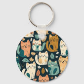 Artsy Cat Pattern Cute Sleutelhanger (Voorkant)