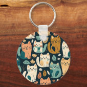 Artsy Cat Pattern Cute Sleutelhanger (Voorkant)