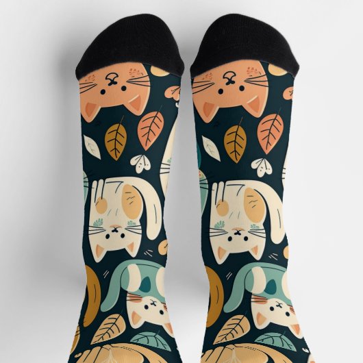 Artsy Cat Pattern Cute Sokken (Top)
