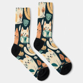 Artsy Cat Pattern Cute Sokken (Rechts)