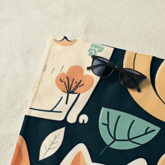 Artsy Cat Pattern Cute Strandlaken (In situ)