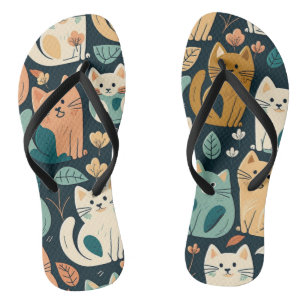 Artsy Cat Pattern Cute Teenslippers