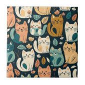 Artsy Cat Pattern Cute Tegeltje (Voorkant)