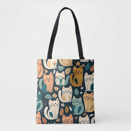 Artsy Cat Pattern Cute Tote Bag (Voorkant)