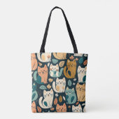 Artsy Cat Pattern Cute Tote Bag (Achterkant)