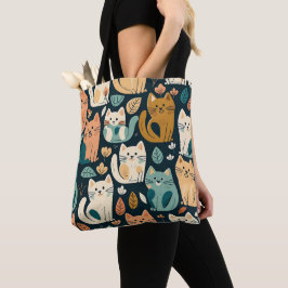 Artsy Cat Pattern Cute Tote Bag