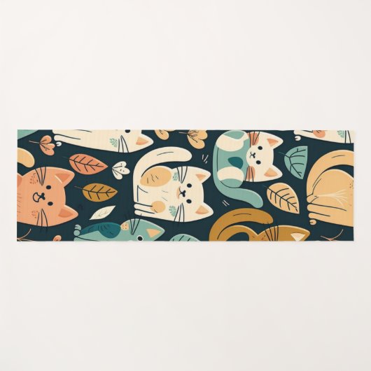 Artsy Cat Pattern Cute Yogamat (Voorkant (horizontaal))