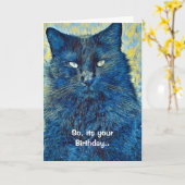 Artsy Cat Pun Birthday Greetings Kaart (Gele Bloem)