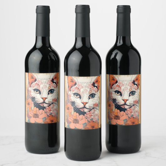 Artsy Cat Wijn Etiket (Flessen)