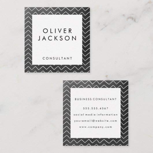 Artsy Chevron Patroon Vierkante Visitekaartje (Voorkant / Achterkant)
