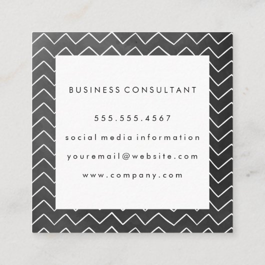 Artsy Chevron Patroon Vierkante Visitekaartje (Achterkant)